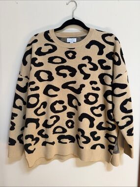 Mudpie Leopard Print Crewneck Sweater